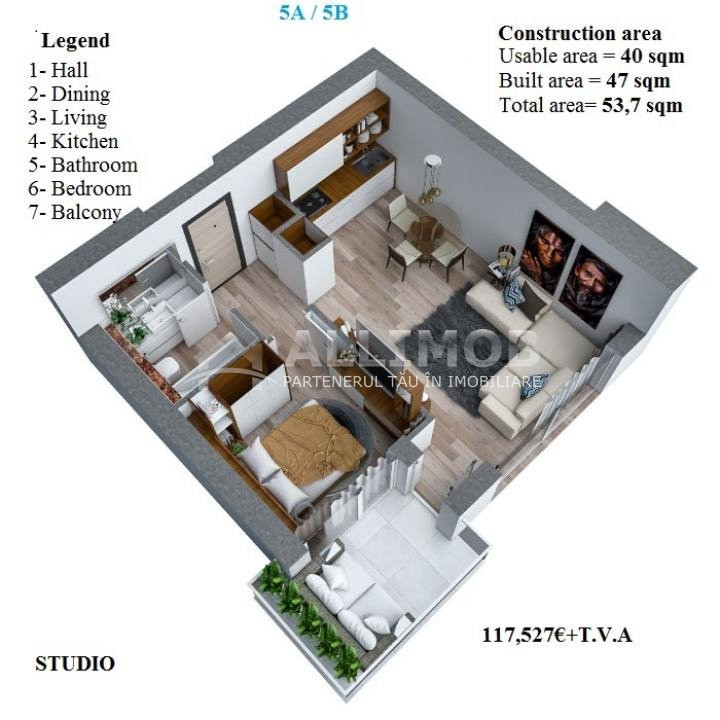  Comison 0%  Studio 2 camere in Floreasca.